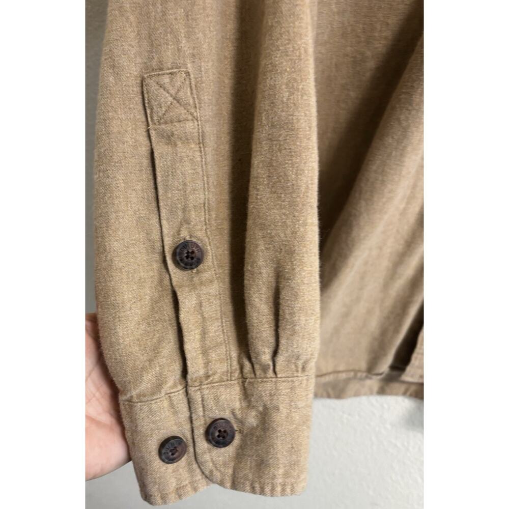 Duluth Trading XL Soft Flannel Shirt Relaxed Fit Button Down Pockets Beige Tan - Picture 4 of 9